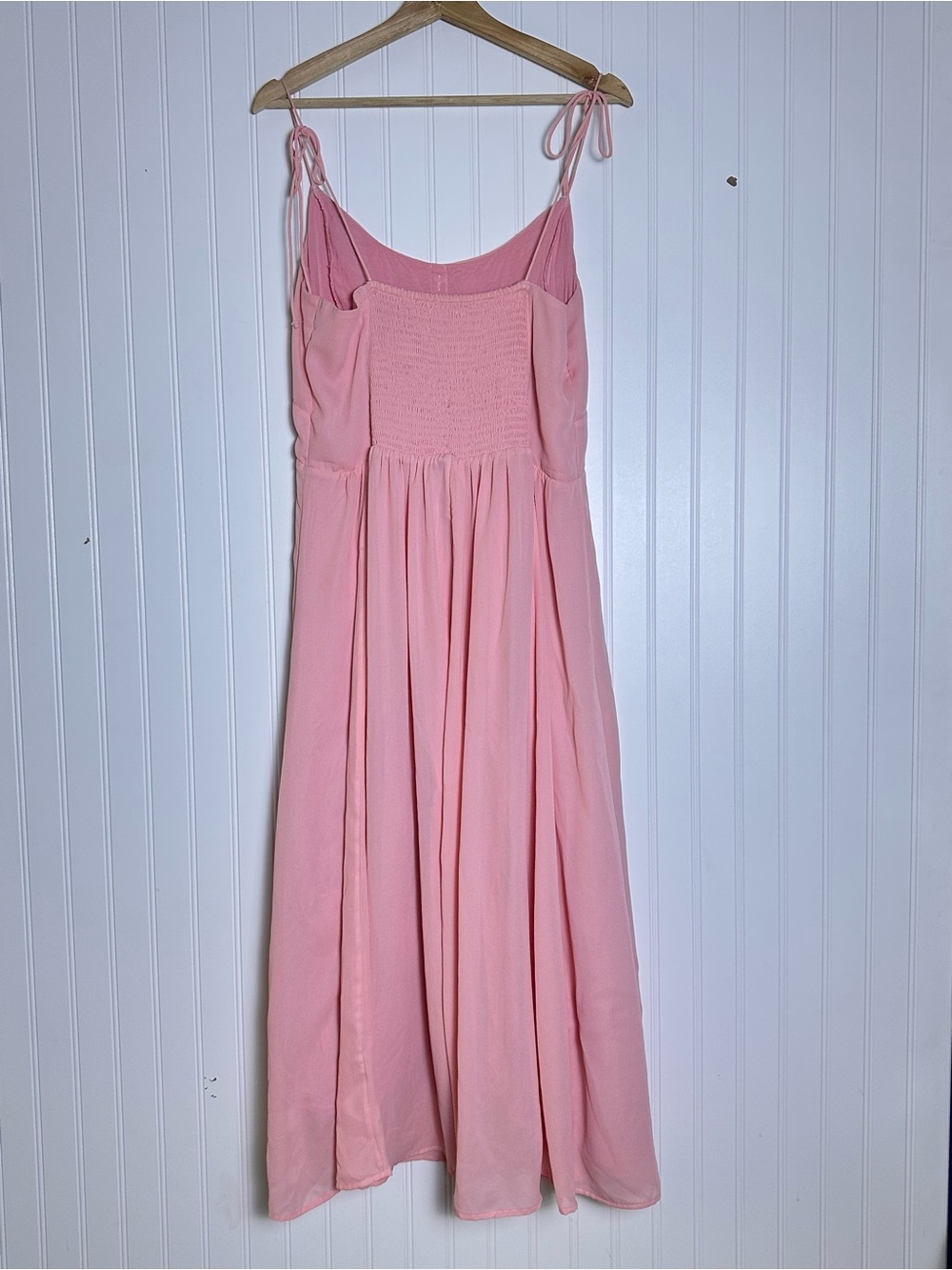 Abercrombie & Fitch Tie-Strap Corset Midi Dress Light Pink L Corset Split - Picture 8 of 14